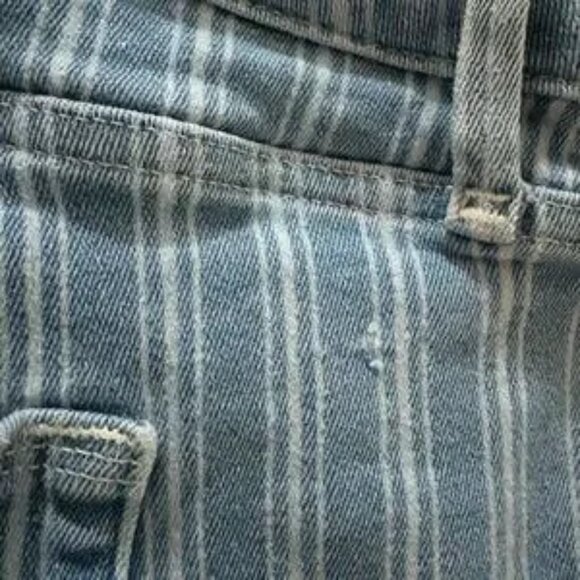 Good American Porkchops Cuttoff Blue Striped Jean Shorts 3” Inseam Women’s 16 - Picture 5 of 5